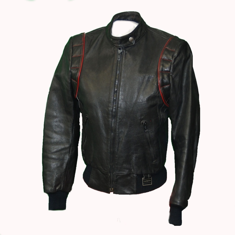 Women's Yamaha Black Leather Motorcycle Jacket